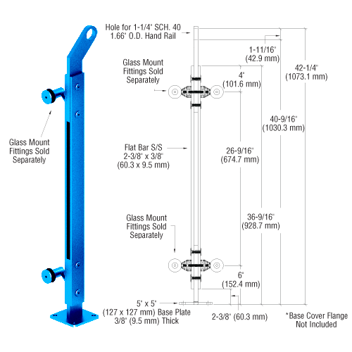 CRL P242EC Custom Finish 42" P2 Series End Post Railing Kit