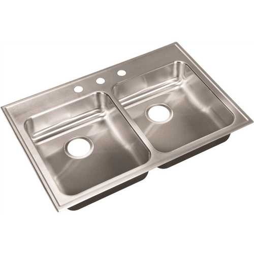 JUST MANUFACTURING DL-ADA-2233-A-3-5-5-DCR 33 in. Drop-in Stainless Steel 2 Compartments Commercial Sink