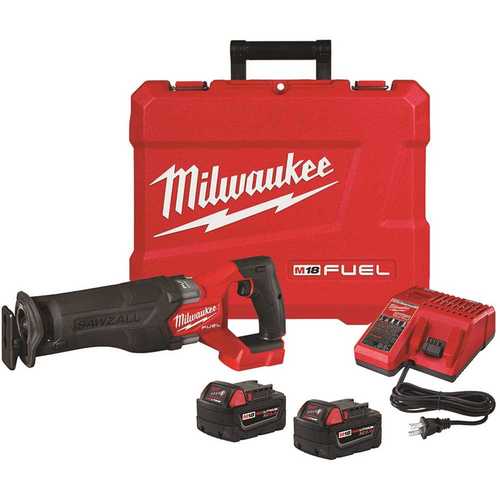 Milwaukee 2821-22 M18 FUEL 18-Volt Lithium-Ion Brushless Cordless SAWZALL Reciprocating Saw Kit w/Two 5.0 Ah Batteries Charger & Hard Case