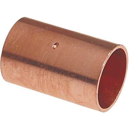 1 in. Copper Pressure Cup x Cup Coupling Fitting with Dimple Stop