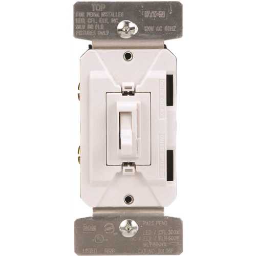 Universal Toggle 300/600W 1 pole or 3-Way LED/CFL/INC Dimmer with Color Change Kit (White/Light Almond/Ivory)