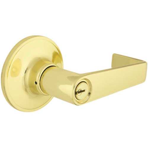 Hook Polished Brass Keyed Entry Door Lever