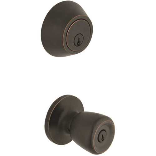 Bell Aged Bronze Keyed Entry Door Knob with Single Cylinder Deadbolt Combo Pack