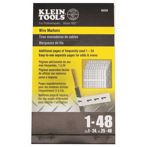 Klein Tools 56250 1-48 Numbers Wire Marker Book
