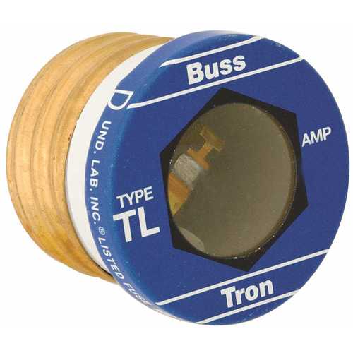 Plug Fuse, 15 A, 125 V, 10 kA Interrupt, Plastic Body, Time Delay Fuse - pack of 4