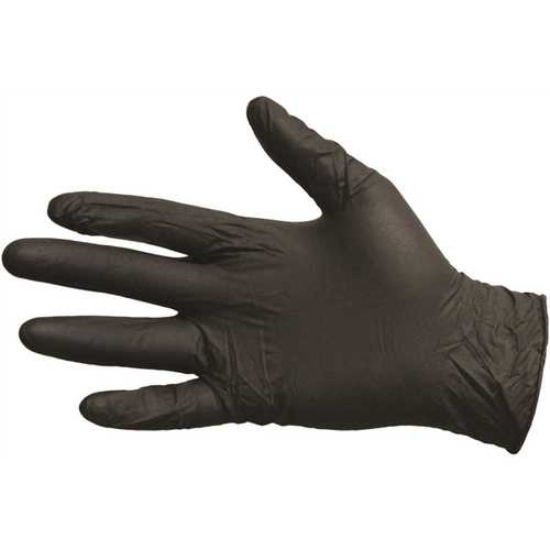 Disposable Extra Large Black Nitrile Powder-Free Gloves - pack of 100