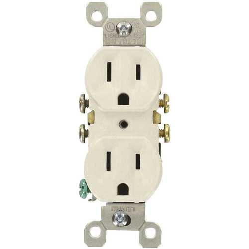 Leviton M24-05320-WMP 15 Amp Residential Grade Grounding Duplex Outlet, White - pack of 10