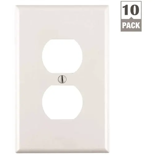 Leviton M52-00PJ8-0WM 1-Gang White Midway Duplex Outlet Nylon Wall Plate - pack of 10