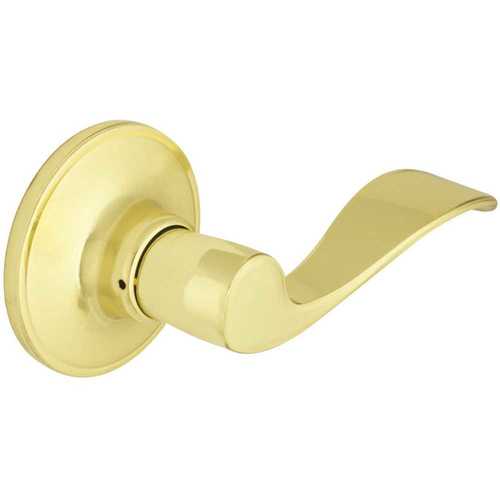 Wave Polished Brass Hall and Closet Door Lever