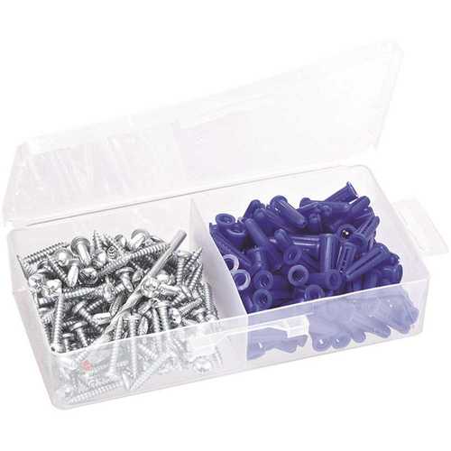 #10-#12 Conical Plastic Anchor Kit in Plastic Case (100 Anchors, 100 Screws & 1 Drill Bit) - pack of 200