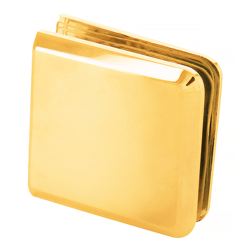 Polished Brass Beveled Style Notch-in-Glass Fixed Panel U-Clamp