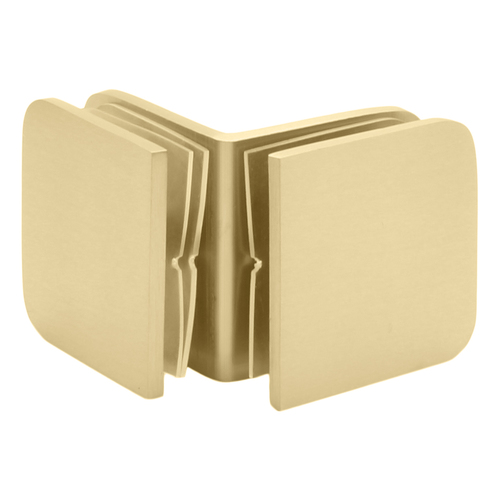 Satin Brass 90 Degree Traditional Style Glass-to-Glass Clamp