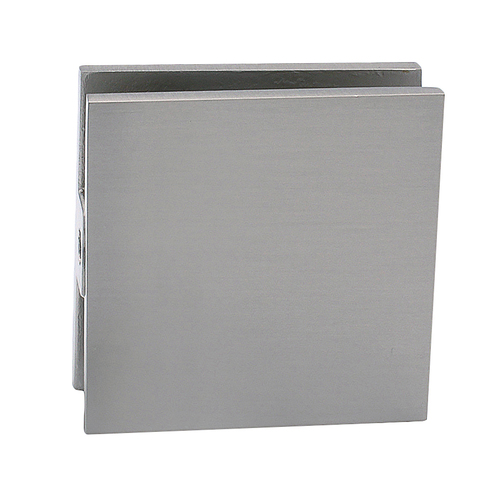 Satin Nickel Square Style Hole-in-Glass Fixed Panel U-Clamp
