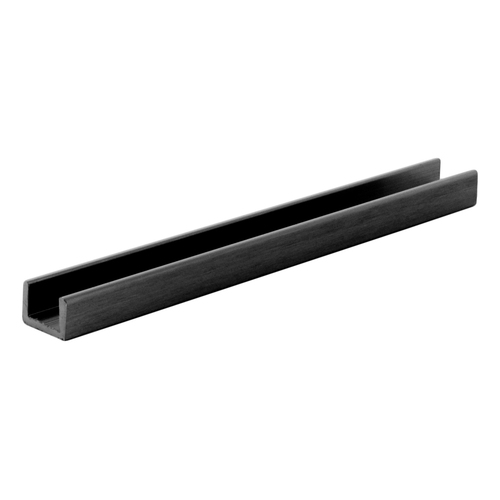 Matte Black Frameless Shower Door Aluminum Regular U-Channel for 3/8" Thick Glass -  36" Stock Length