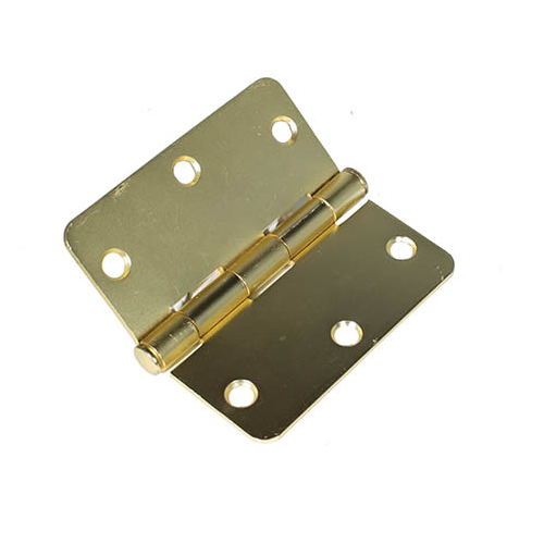 3.5 X 3.5 Bearing Butt hinge Radius Corners removable Pin With Screws satin Brass