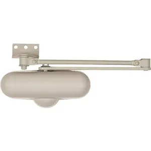 Light-Duty Ivory Aluminum Residential Hold-Open Door Closer Light-Duty Ivory Aluminum Residential Hold-Open Door Closer