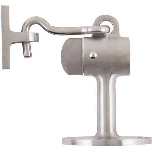 3-5/8 in. Satin Chrome Floor Stop with Holder