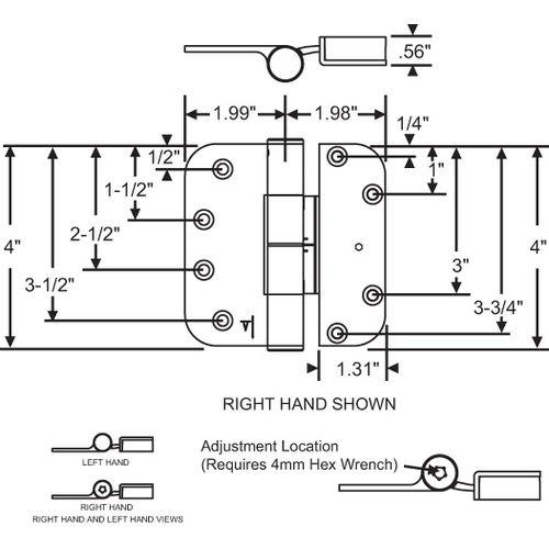 Hinge Adjustable Set Rh