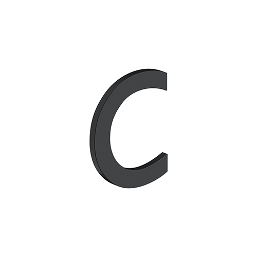 4" LETTER C, B SERIES WITH RISERS, STAINLESS STEEL in Paint Black