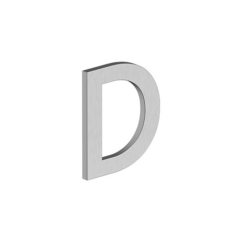 4" LETTER D, B SERIES WITH RISERS, STAINLESS STEEL in Brushed Stainless