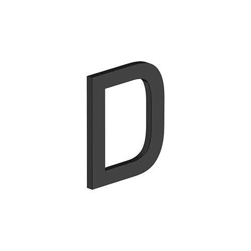 4" LETTER D, E SERIES WITH RISERS, STAINLESS STEEL in Paint Black