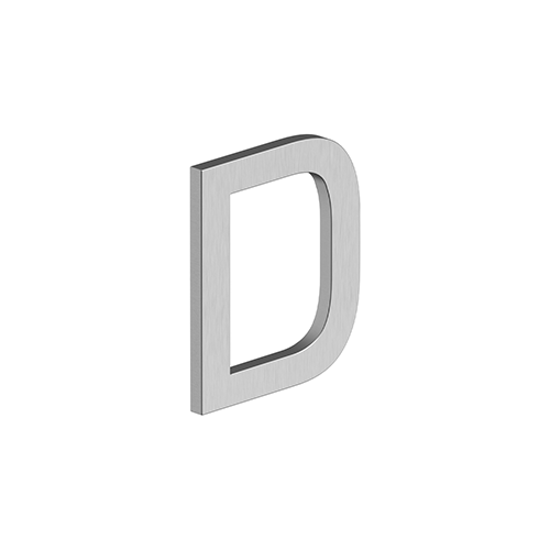 4" LETTER D, E SERIES WITH RISERS, STAINLESS STEEL in Brushed Stainless