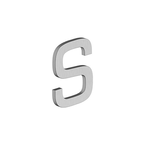 4" LETTER S, E SERIES WITH RISERS, STAINLESS STEEL in Brushed Stainless