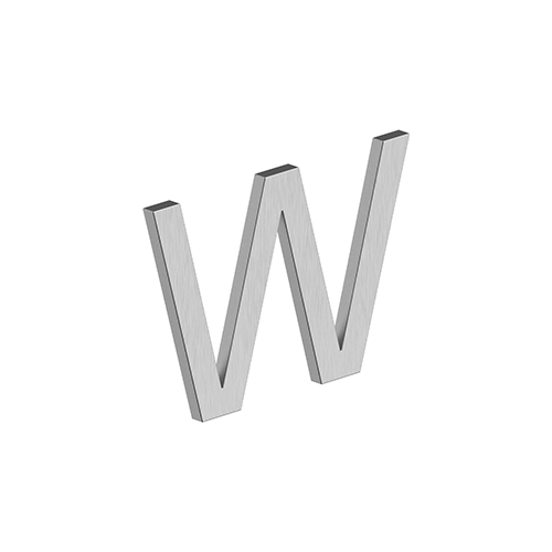 4" LETTER W, E SERIES WITH RISERS, STAINLESS STEEL in Brushed Stainless