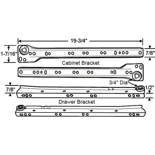 Brixwell 45-581-20 20in White Drawer Slide set With Screws