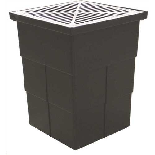 U.S. TRENCH DRAIN 80072 18 in. x 14 in. Storm Water Pit and Catch Basin for Modular Trench and Channel Drain Systems with Aluminum Grate