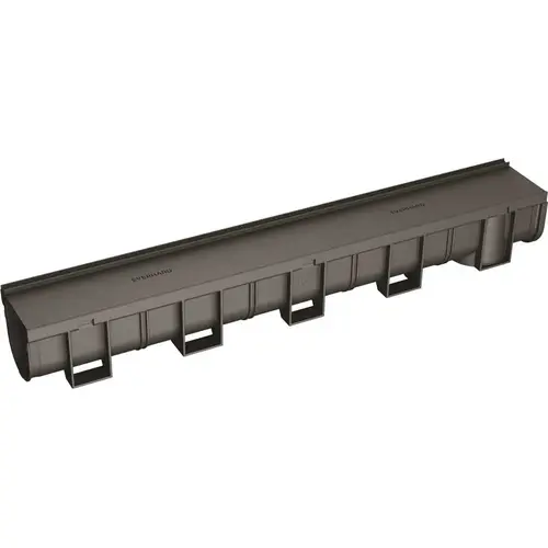 Deep Series Invisible Edge 39.4 in. L x 5.4 in. W x 5.4 in. H Black Trench and Channel Drain Kit