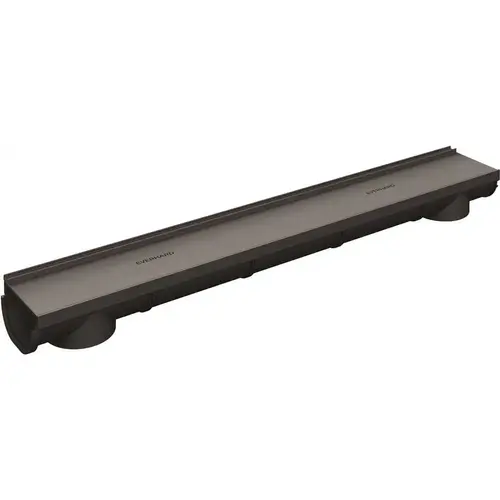 Compact Series Invisible Edge 39.4 in. L x 5.4 in. W x 3.5 in. H Black Trench and Channel Drain Kit