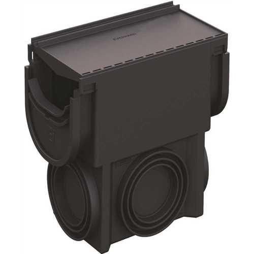 U.S. TRENCH DRAIN 83546 Compact Series Invisible Edge Black Drainage Pit and Catch Basin for 5.4 in. Modular Trench and Channel Drain Systems