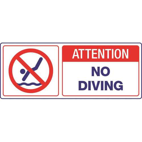 HY-KO PRODUCTS 23022 6 in. x 14 in. Attn No Diving Pool Sign