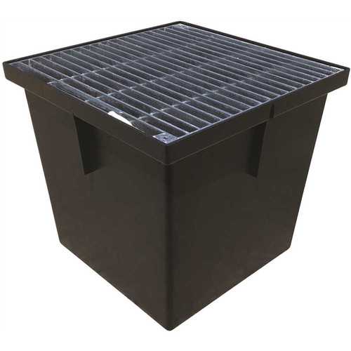 U.S. TRENCH DRAIN 80071G 13 in. Storm Water Pit and Catch Basin for Modular Trench and Channel Drain Systems with Galvanized Steel Grate