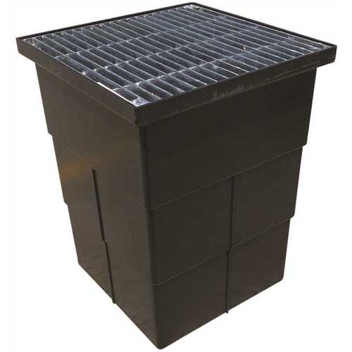 U.S. TRENCH DRAIN 80072G 18 in. Storm Water Pit and Catch Basin for Modular Trench and Channel Drain Systems with Galvanized Steel Grate