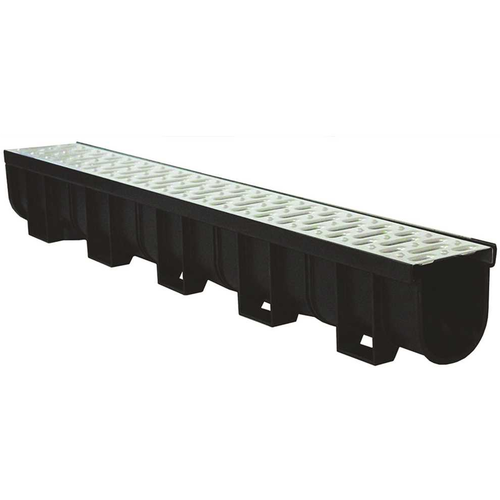 Deep Series 5.4 in. W x 5.4 in. D x 39.4 in. L Trench and Channel Drain Kit w/ Stainless Steel Grate