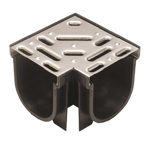 Deep Series 90 Corner for 5.4 in. Trench and Channel Drain System w/ Stainless Steel Grate