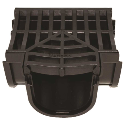 Deep Series Tee for 5.4 in. Trench and Channel Drain Systems w/ Black Grate