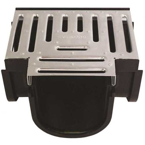 U.S. TRENCH DRAIN 83900 Deep Series Tee for 5.4 in. Trench and Channel Drain Systems w/ Galvanized Steel Grate