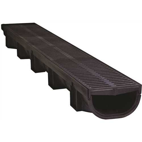 Compact Series 5.4 in. W x 3.2 in. D 39.4 in. L Trench and Channel Drain Kit w/ Black Grates ( | 78.8 ft) - pack of 24