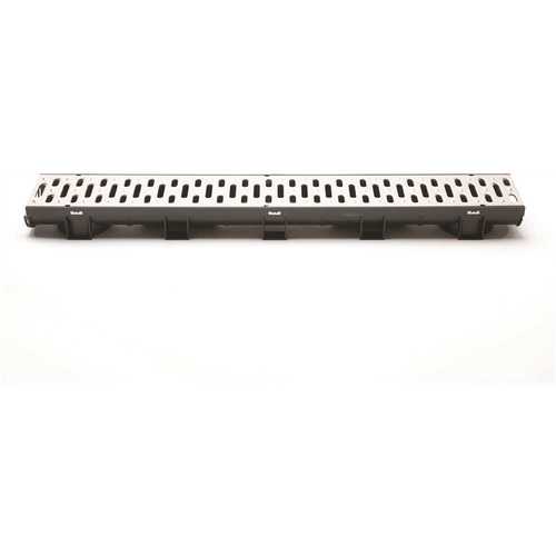 U.S. TRENCH DRAIN 83503-3 Compact Series 5.4 in. W x 3.2 in. D x 39.4 in. L Trench and Channel Drain Kit w/ Stainless Steel Grate ( | 9.8 ft) - pack of 3