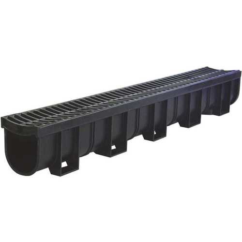 Deep Series 5.4 in. W x 5.4 in. D 39.4 in. L Trench and Channel Drain Kit w/ Black Grate ( | 78.8ft) - pack of 24