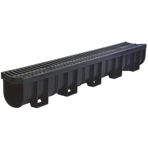 U.S. TRENCH DRAIN 83300-12 Deep Series 39.4 in. L x 5.4 in. W x 5.4 in. D Trench and Channel Drain Kit with Black Grates (: 39.4 ft) - pack of 12