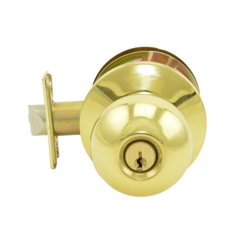 C2000 Ball Knob Classroom Lockset, Bright Polished Brass
