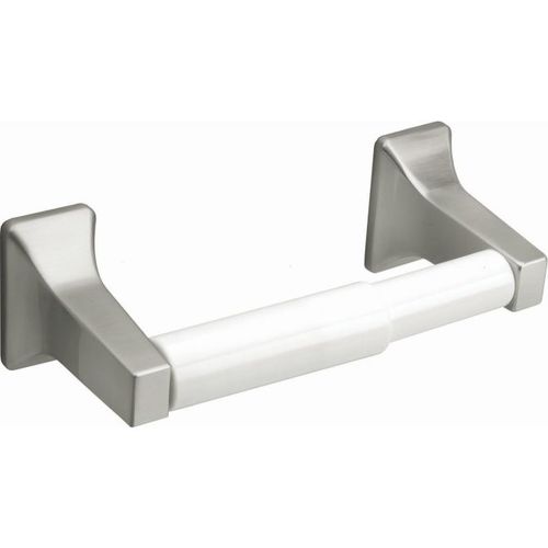 Corona Collection Surface Paper Holder with White Roller Satin Nickel Finish