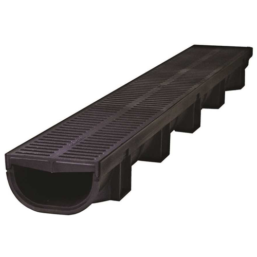 U.S. TRENCH DRAIN 83500-12 Compact Series 39.4 in. L x 5.4 in. W x 3.2 in. D Trench and Channel Drain Kit with Black Grates (: 39.4 ft.) - pack of 12
