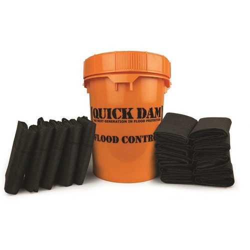 Grab and Go Flood Protection Bucket includes 10 - 12 in. x 24 in. Flood Bags and 5 - 5 ft. Flood Barriers