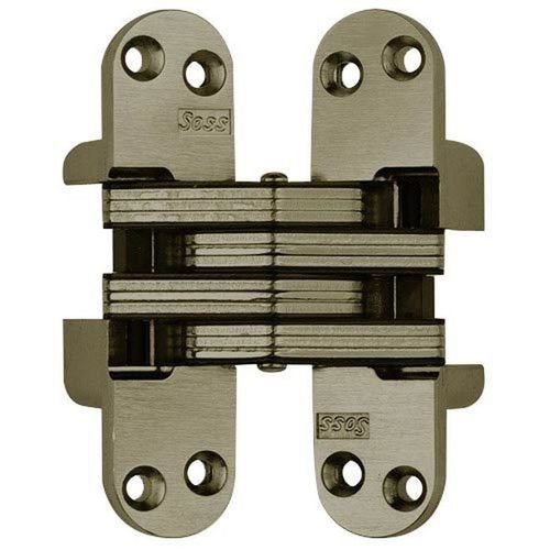 Universal Industrial 218US14 Soss 1-1/8" x 4-5/8" Heavy Duty Invisible Hinge for 1-3/4" Doors Bright Nickel Finish