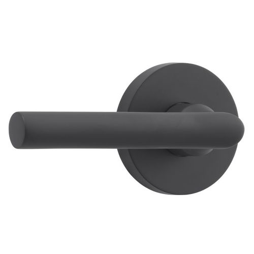 Privacy Right Hand Tube Lever and Contemporary Round Rose with 6AL Latch and Dual Strike Satin Black Finish